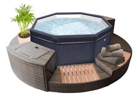 SPA OCTOPUS Whirlpool achteck, Halbstarre Gewebe Struktur-ohne Luft, 5 Personen SPA, beheizter Pool Outdoor & Indoor inkl. 5 Möbel